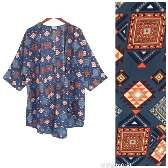 Lularoe Southwest Print Lindsay Kimono‎ Duster Open Top Cardigan - Picture 1 of 8